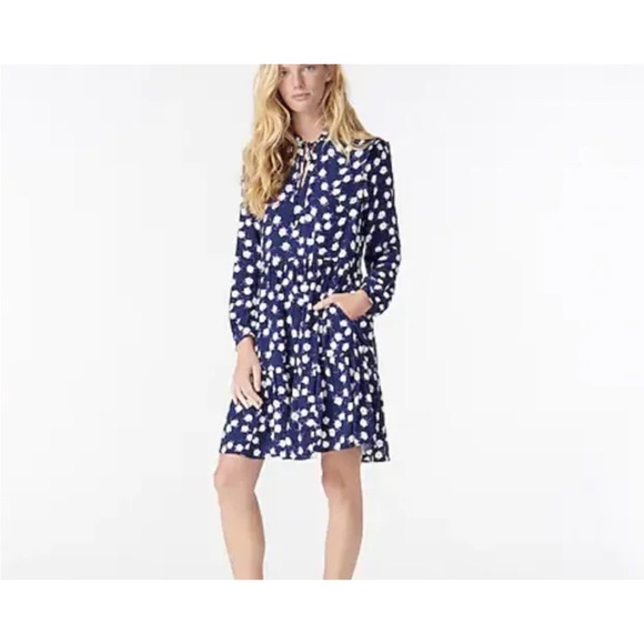 J. Crew Dresses & Skirts - J Crew Women's Tie-neck tiered dress scattered peony print AR656 Size Med Petite